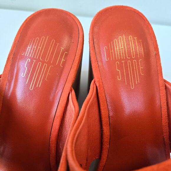 Charlotte Stone NEW Nina Clogs Orange Suede Wedge Slides Womens Size US 9 NWOB - Picture 7 of 15